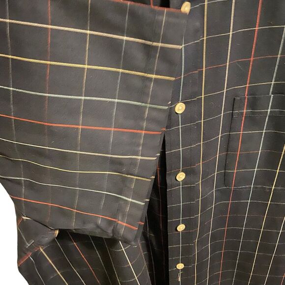 Roundtree & Yorke Men's 3XL Short Sleeve Button Down Red Blue Check Front Pocket - Picture 5 of 7